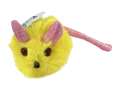 FOFOS Pluche muis kattenspeelgoed Met glitterstaart & belletje - Assorti - 14,5x6x6 cm