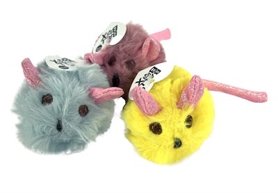 FOFOS Pluche muis kattenspeelgoed Met glitterstaart & belletje - Assorti - 14,5x6x6 cm
