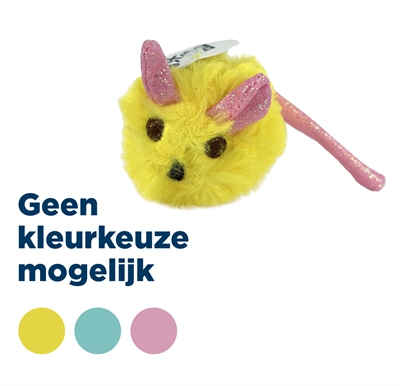FOFOS Pluche muis kattenspeelgoed Met glitterstaart & belletje - Assorti - 14,5x6x6 cm