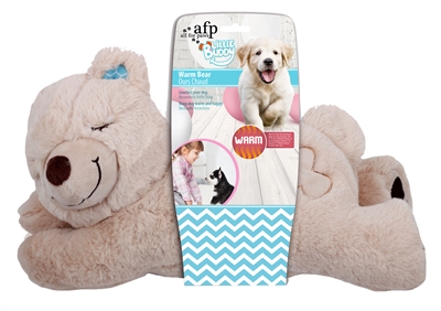 AFP Hondenspeelgoed Little Buddy Warm Bear Verwarmbaar met tourmaline steentjes geruststellend knuffel - Bruin - 36 cm