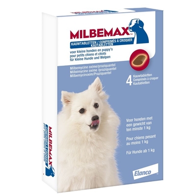 MILBEMAX Kauwtablet Ontworming Kleine Hond/Puppy Smakelijke kipsmaak, Hoge acceptatie, Breedspectrum - 4 tbl - vanaf 1 kg
