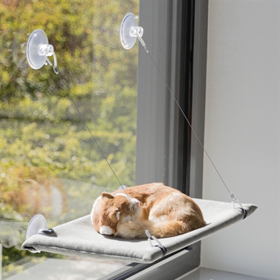 TRIXIE KATTENMAND HANGMAT RAAM VELOURS GRIJS