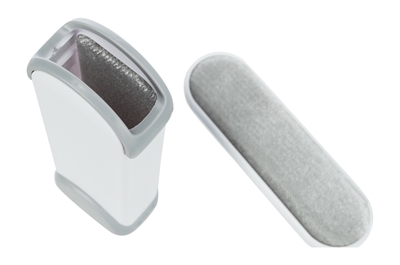 TRIXIE Harenpluizenborstel met reinigingsstation Veloursbekleed, zelfreinigend - Wit/Grijs - 33 cm