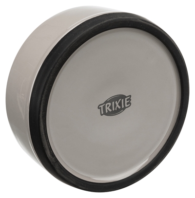 TRIXIE VOERBAK KERAMIEK / RUBBERRAND GRIJS