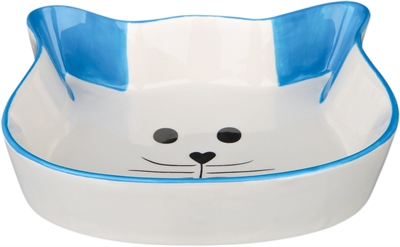 TRIXIE VOERBAK / WATERBAK KATTENHOOFD MET GEZICHT KERAMIEK  ASSORTI