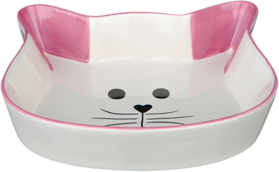 TRIXIE VOERBAK / WATERBAK KATTENHOOFD MET GEZICHT KERAMIEK  ASSORTI