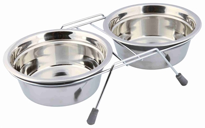 TRIXIE VOER / WATERBAK-SET KLAPPERBESCHERMING RVS / METAAL GRIJS