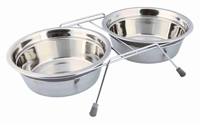 TRIXIE VOER / WATERBAK-SET KLAPPERBESCHERMING RVS / METAAL GRIJS