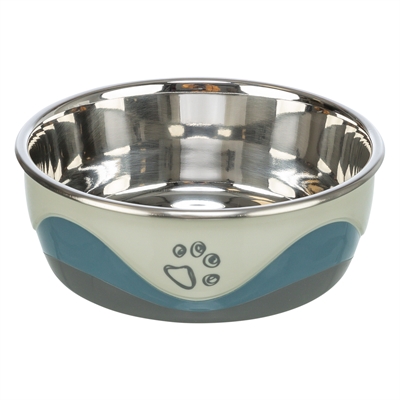 TRIXIE VOERBAK RVS / SILICONE WIT / GRIJS