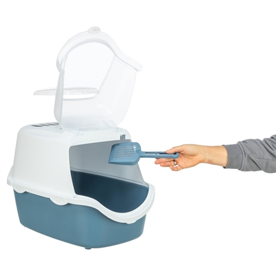 TRIXIE KATTENBAK VICO OPEN TOP MET KAP BLAUW GRIJS / WIT
