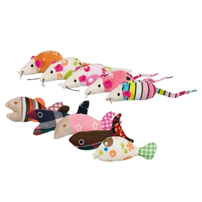 TRIXIE MUIS / VIS, PLUCHE / STOF MET KATTENMUNT ASSORTI