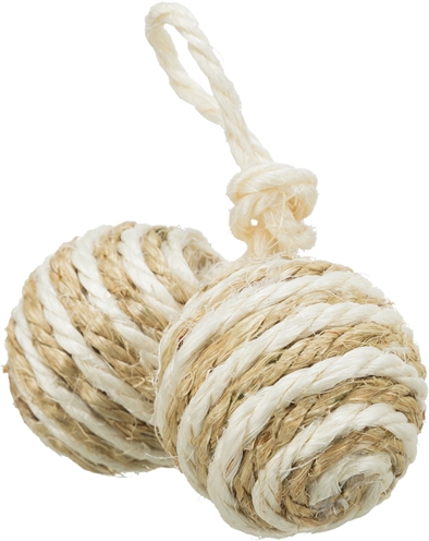TRIXIE 2 BALLEN AAN KOORD SISAL ASSORTI
