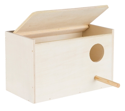 TRIXIE Nestkastje Hout Opklapbaar deksel, landingsstokje, kommetje - Houtkleurig - 21x12x13 cm