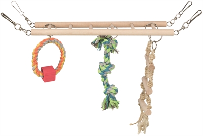 TRIXIE HANGBRUG MET TOUWLADDER & SPEELGOED HAMSTER HOUT