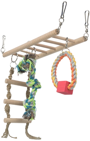 TRIXIE HANGBRUG MET TOUWLADDER / TOUW FRET HOUT / TOUW