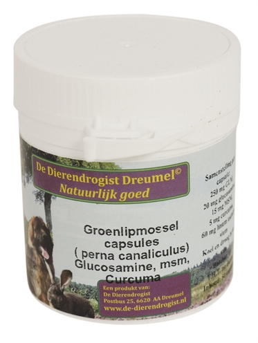 Dierendrogist Groenlipmossel met Glucosamine MSM Curcuma Voedingssupplement