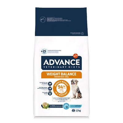 Advance Veterinary Diet Weight Balance Poids aliment diététique pour chien croquettes 12 kg