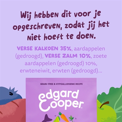 EDGARD & COOPER Puppy Verse Zalm & Kalkoen graanvrij hondenvoer droog 12 kg