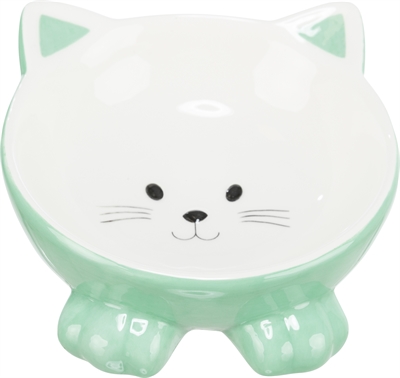 TRIXIE VOERBAK / DRINKBAK KATTENKOP VERHOOGD KERAMIEK ASSORTI