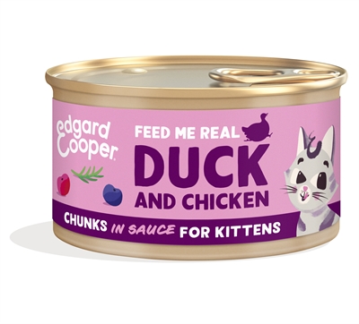 Edgard & Cooper Kitten Chunks kitten stukjes in saus kip eend rund kattenvoer nat 18x85 g