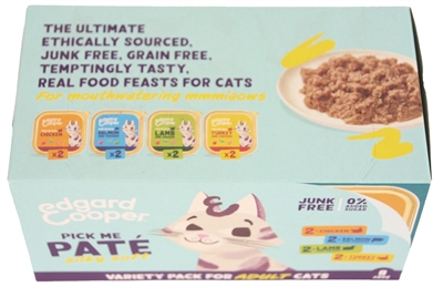 Edgard & Cooper Kat Adult pate kip zalm lam kalkoen kattenvoer nat 16x85 g