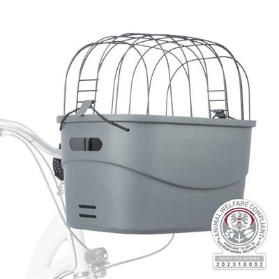 TRIXIE Stuur-fietsmand Click-snelsluiting Universele houder, slipvaste ligmat, klapperbescherming - Grijs - 42x30x39 cm / tot 5 kg