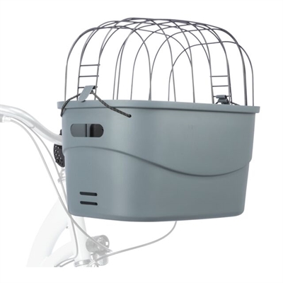 TRIXIE Stuur-fietsmand Click-snelsluiting Universele houder, slipvaste ligmat, klapperbescherming - Grijs - 42x30x39 cm / tot 5 kg