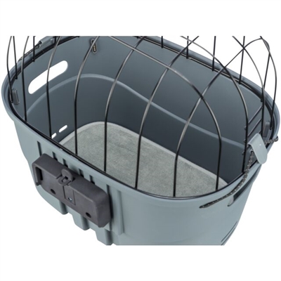 TRIXIE Stuur-fietsmand Click-snelsluiting Universele houder, slipvaste ligmat, klapperbescherming - Grijs - 42x30x39 cm / tot 5 kg
