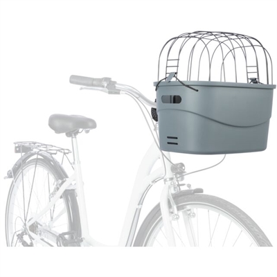 TRIXIE Stuur-fietsmand Click-snelsluiting Universele houder, slipvaste ligmat, klapperbescherming - Grijs - 42x30x39 cm / tot 5 kg