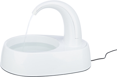 TRIXIE Drinkfontein Curved Stream Stromend zuurstofrijk water, intern filter, USB/adapter - Wit - 25x35x24,5 cm 2,6 L