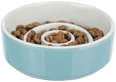 TRIXIE VOERBAK SLOWFEEDING KERAMIEK GRIJS / BLAUW