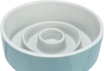 TRIXIE VOERBAK SLOWFEEDING KERAMIEK GRIJS / BLAUW