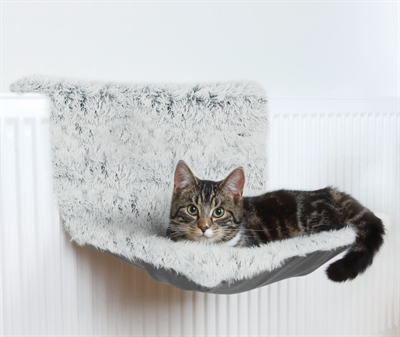 TRIXIE RADIATOR HANGMAT HARVEY LANGHAAR PLUCHE / VELOURS WIT ZWART