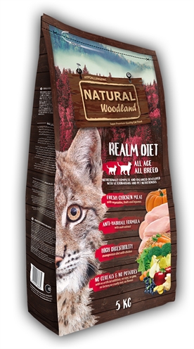 Natural Woodland Realm Diet Alle leeftijden kip zalm kattenvoer droog 5 kg