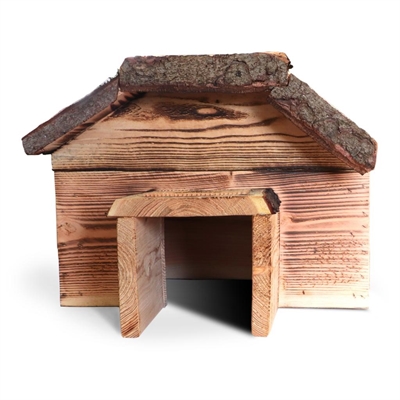 UTOPIA Egelhuis Groot - Labyrintingang tegen katten & vossen, gebrand Douglas hout (UV-bestendig) - Bruin - 68x42x31 cm