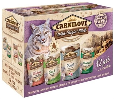 Carnilove Pouch Multipack kip kalkoen eend forel kattenvoer nat 12x85 g