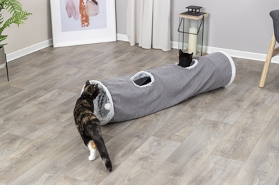 TRIXIE KATTEN SPEELTUNNEL HARVEY VELOURS / PLUCHE GRIJS