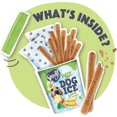 SMOOFL Eissmix für Hunde Apfel laktose-, fett- & getreidefrei | Inklusive 10 Eisstiele - 160 g
