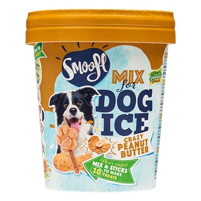 SMOOFL EISMIX FÜR HUNDE ERDNUSSBUTTER Laktose-, Fett- & Getreidefrei - Mit 10 Eisstöcken - 160 g