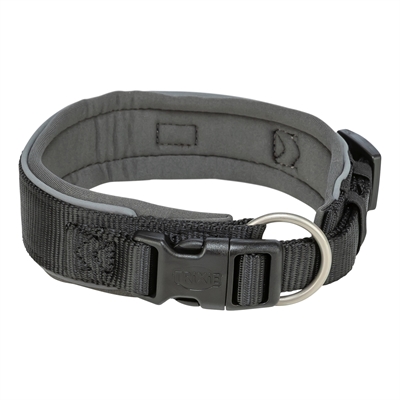 TRIXIE PREMIUM HALSBAND HOND EXTRA BREED ZWART / GRAFIET GRIJS