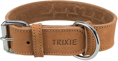 TRIXIE RUSTIC VETLEER HALSBAND HOND HEARTBEAT BRUIN