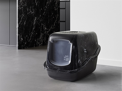 SAVIC KATTENBAK NESTOR MARBLE ZWART / WIT