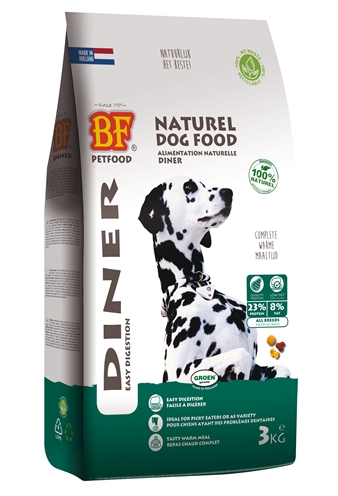 BF PETFOOD Hondenvoer DINER Volledige licht verteerbare voeding met rund & kip, zalmolie (Omega 3&6) - Naturel - 3 kg