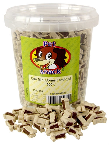 PETSNACK Botjes Mini Duo Lam/Rijst Zacht kerngevuld - Beloningssnoepje - 500 g