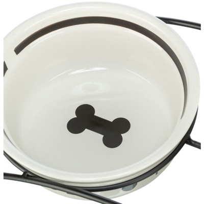 TRIXIE VOERBAK HOND FOOD KERAMIEK WIT / ZWART
