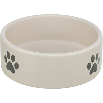 TRIXIE GAMELLE / BOL D'EAU CHIEN MOTIF PATTES CÉRAMIQUE GRIS CLAIR / GRIS