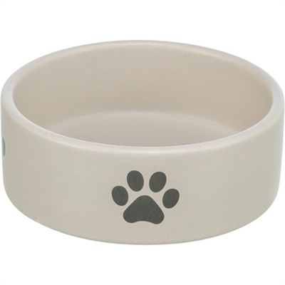 TRIXIE VOERBAK / DRINKBAK HOND POOTMOTIEF KERAMIEK LICHTGRIJS / GRIJS