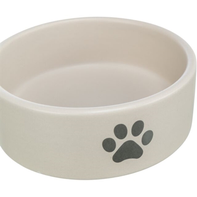 TRIXIE VOERBAK / DRINKBAK HOND POOTMOTIEF KERAMIEK LICHTGRIJS / GRIJS