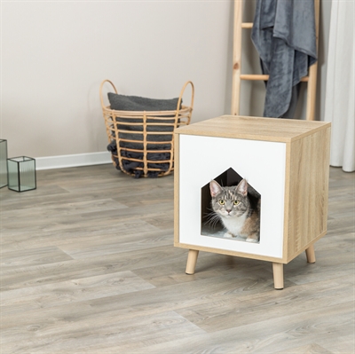 TRIXIE KATTENMAND HUIS ISA HOUTLOOK LICHTBRUIN / WIT
