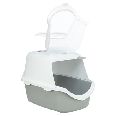 TRIXIE KATTENBAK VICO OPEN TOP MET KAP LICHTGRIJS / WIT